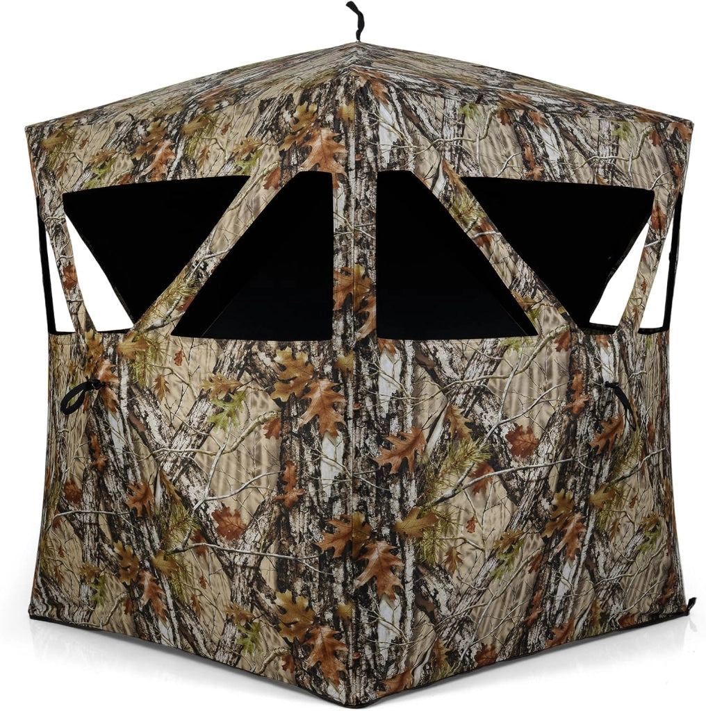 Tenda da Caccia per 2 Persone, Tenda Pop-Up Camouflage con Finestre Scorrevoli Silenziose, Pannelli di Sicurezza e Borsa per Il Trasporto, 140 x 140 x 170 cm