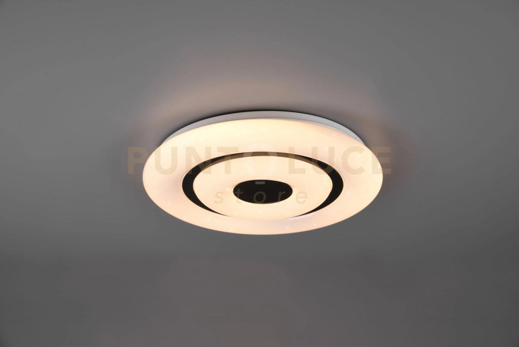 Plafoniera RANA LED diffusore effetto cielo stellato con telecomando D.40cm bordi neri R65081000