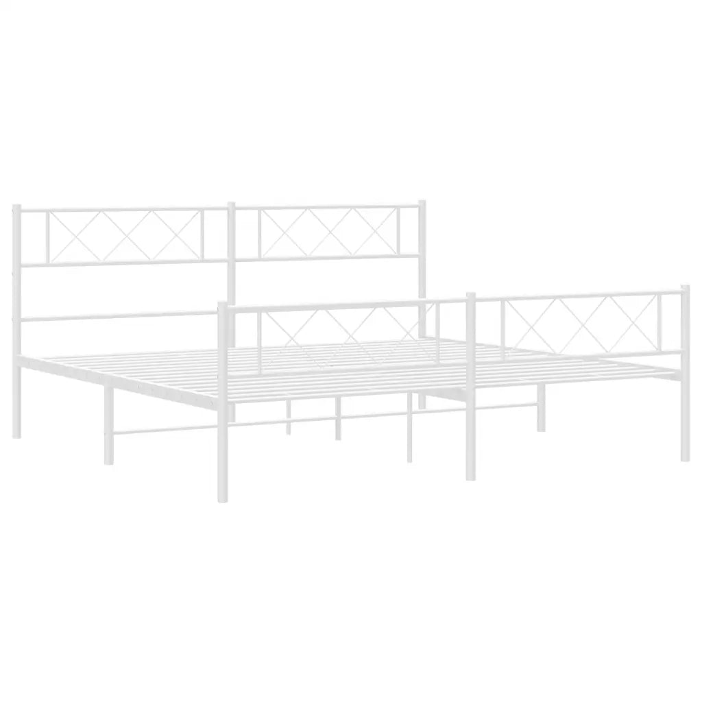 Giroletto con Testiera e Pediera Metallo Bianco 193x203 cm 372350