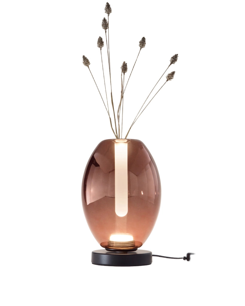Lampada da Tavolo Tully LED 7W con Struttura in Metallo e Vetro Borosilicato Ametista, Regolazione Touch e CCT 2700K/3000K/4000K - Tully