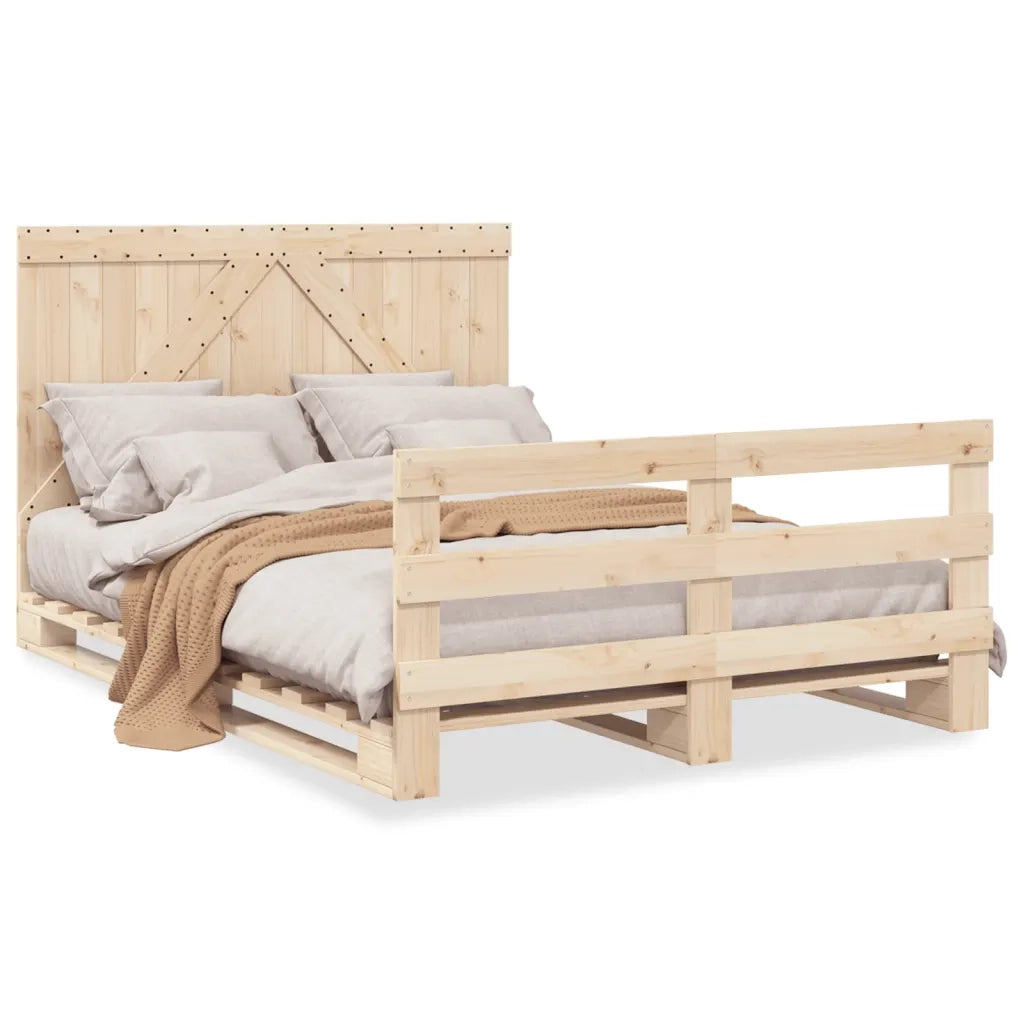Giroletto con Testiera 140x200 cm in Legno Massello di Pino 3281558
