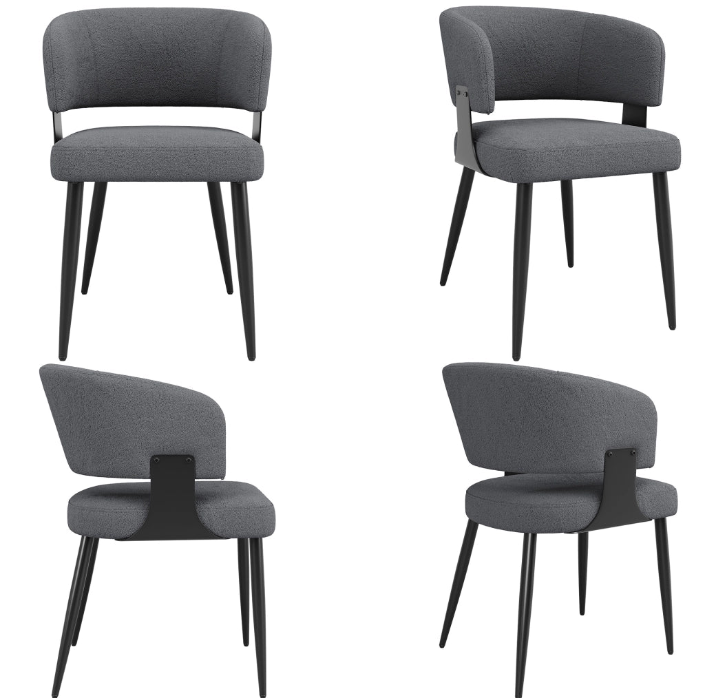 Sedia da pranzo 59x46.5x81.5 cm ergonomica in flanella e metallo grigio