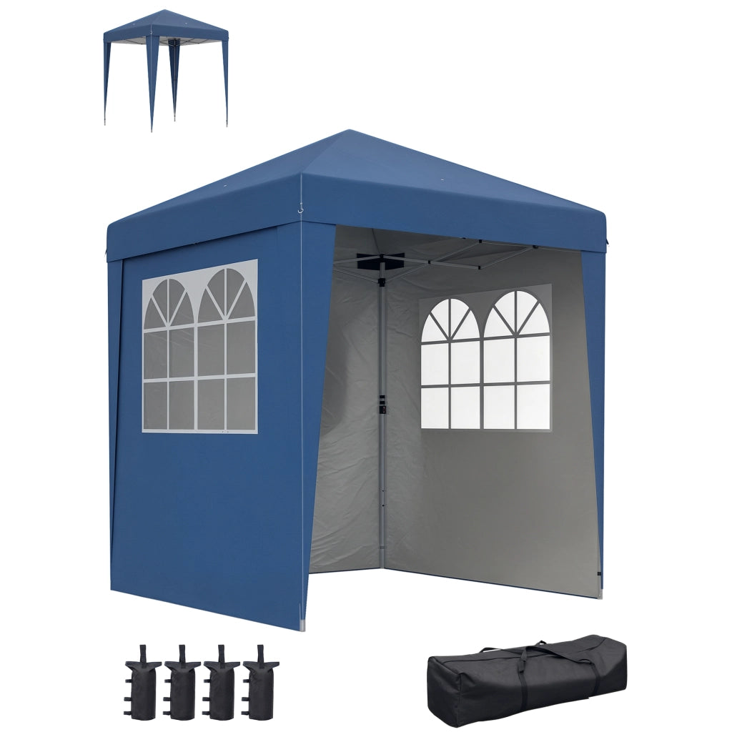 Tonnelle da giardino pieghevole ¨C zephmum ¨C blu scuro 3 pareti