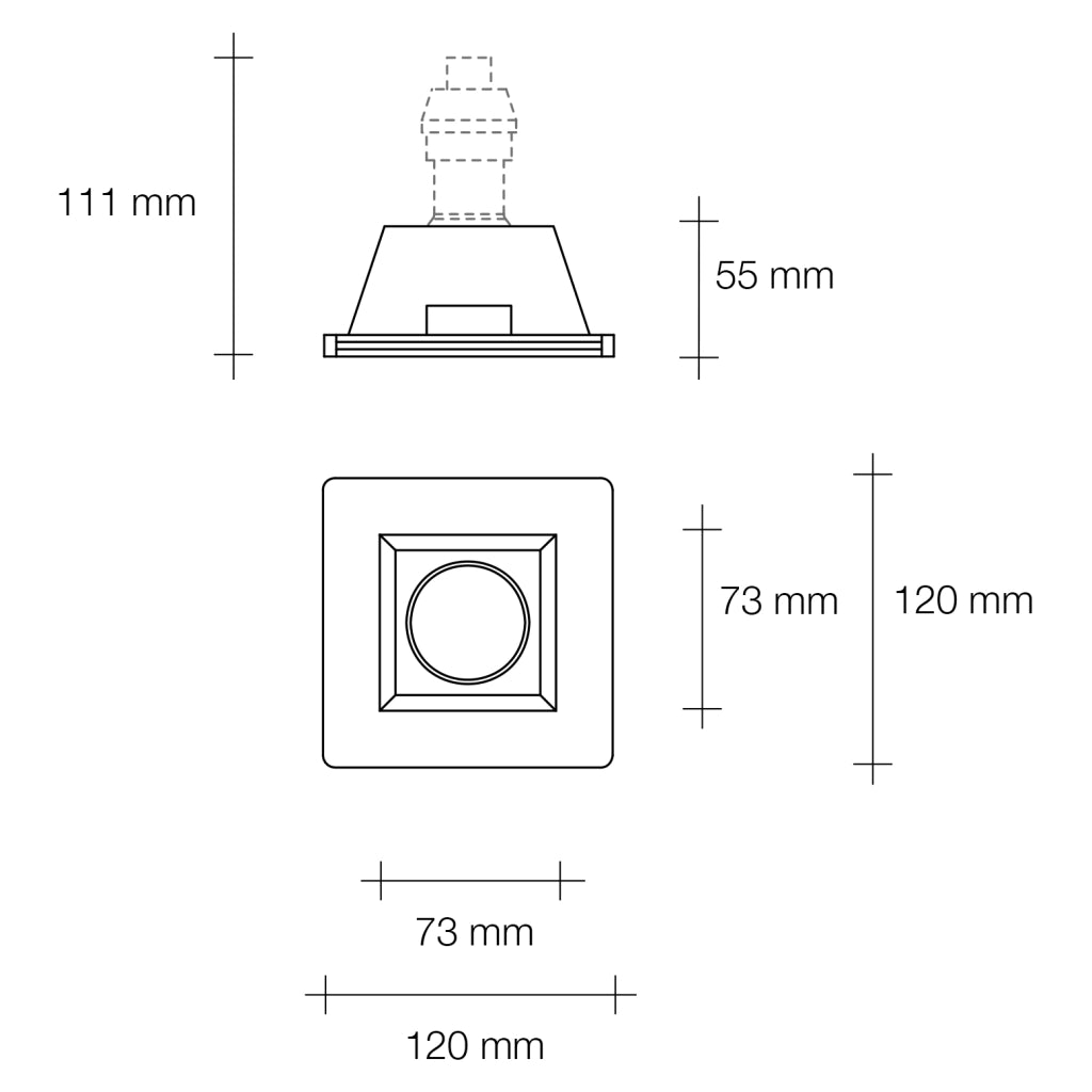 Faretto ATTICA Incasso 1 Luce in gesso bianco attacco GU10 12x12cm