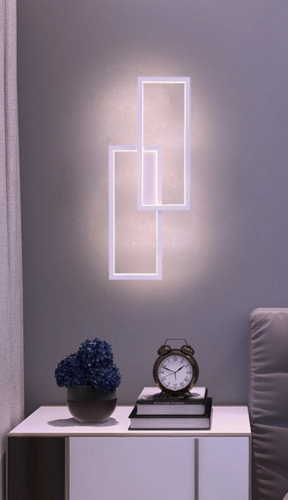 Applique Lampada da parete per interni luce muro a LED 32W moderna con doppio rettangolo luminoso Luce bianca naturale 4000k