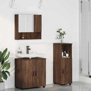 Set di mobili per il bagno con porta 3 pcs Rovere Marrone