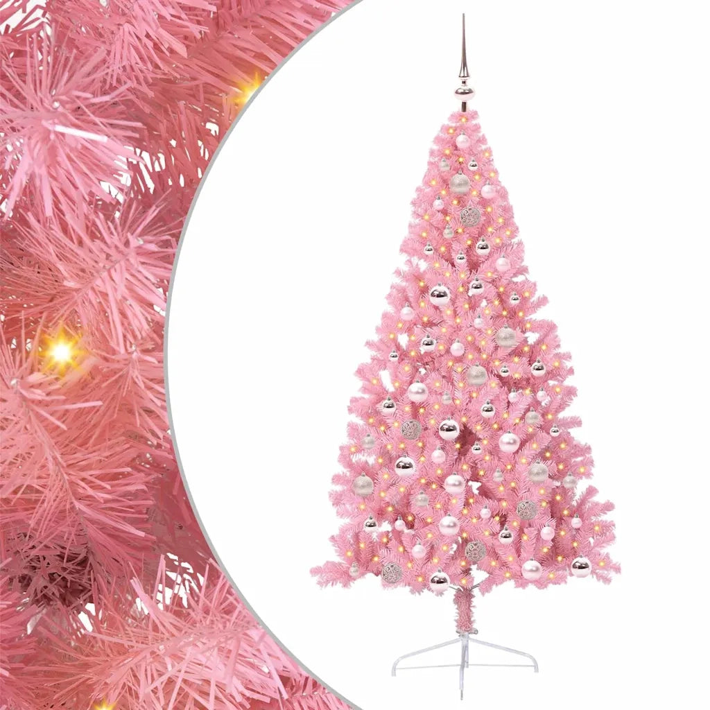 Albero di Natale artificiale con luci integrate Rosa 180 cm PVC