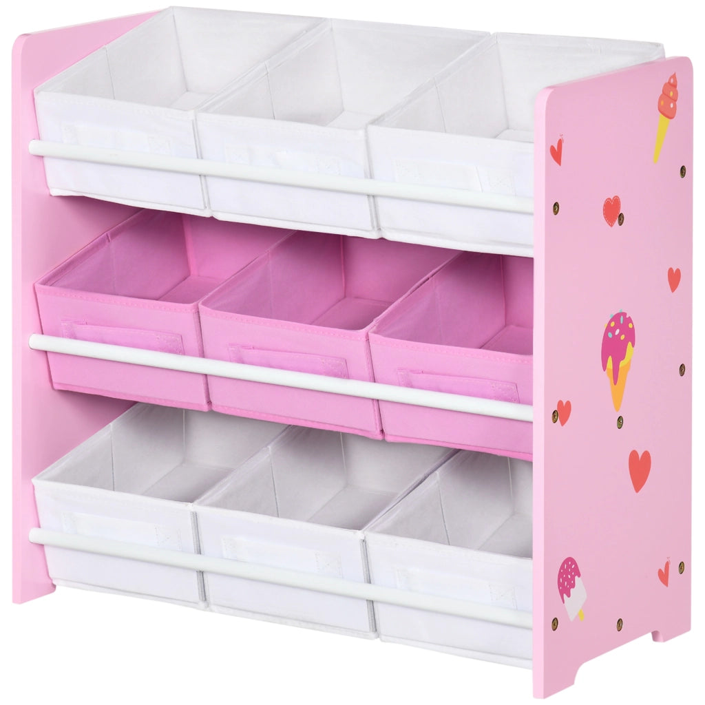 Mobile Bambini con Cestini ¨C Zephmum ¨C Legno e Tessuto Rosa e Bianco 63x30x60 cm