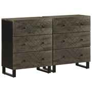Credenze 2 pz Nere 60x33x75 cm in Legno Massello di Mango