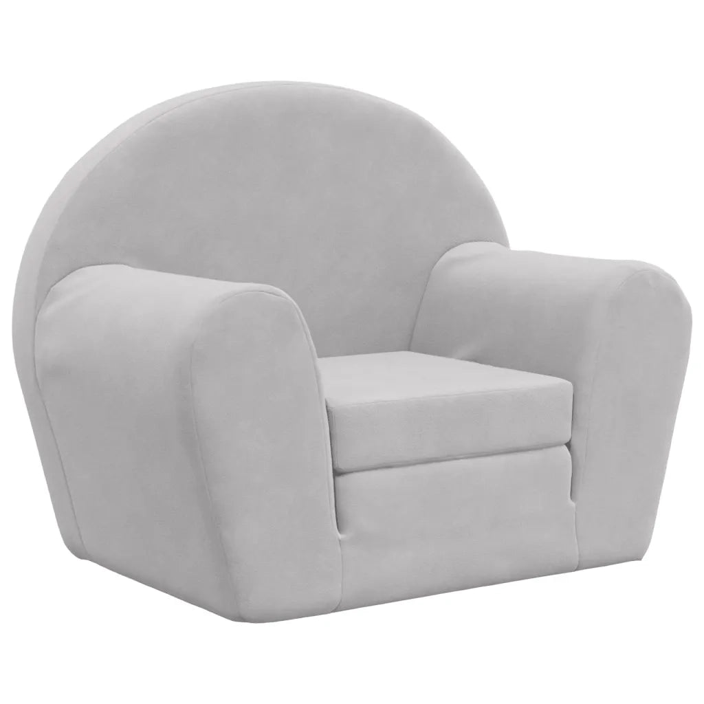 Divano letto | Sof¨¤ letto | Letto singolo per Bambini Grigio Chiaro in Morbido Peluche
