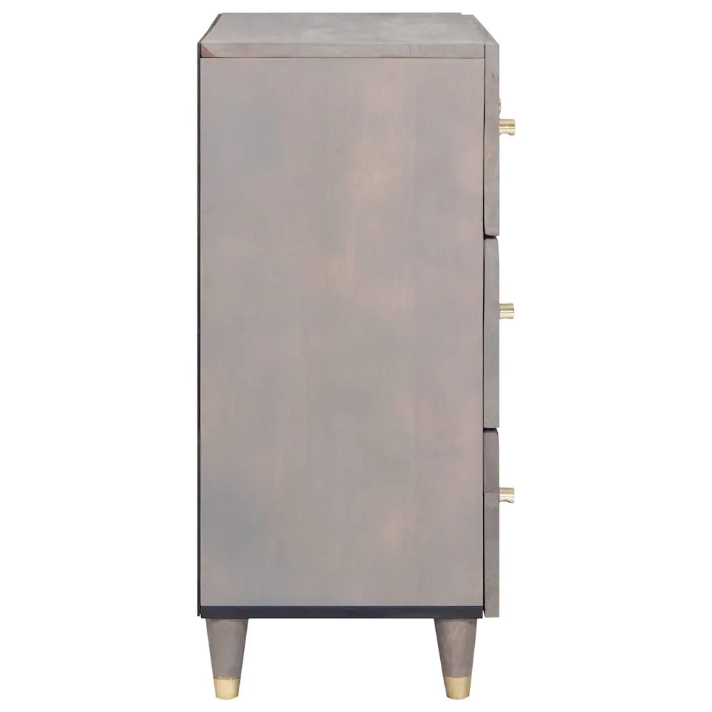 Credenza 2 pz-Set di 2 Buffet-Armadio da cucina Grigio 60 x 33 x 75 cm Legno di mango massello