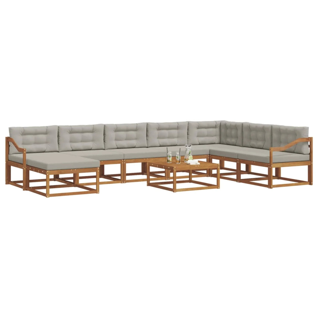 Set di divani da esterno 9 pcs Grigio Naturale e Chiaro 3368049
