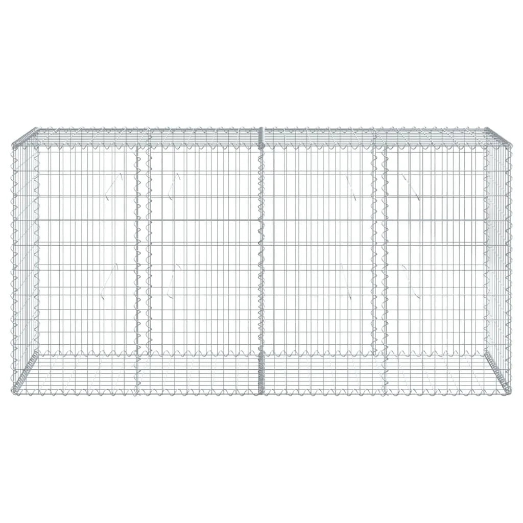 Gabbione recinto a gabbia muro di contenimento con coperchio 200 x 50 x 100 cm ferro zincato argento 02_0040143