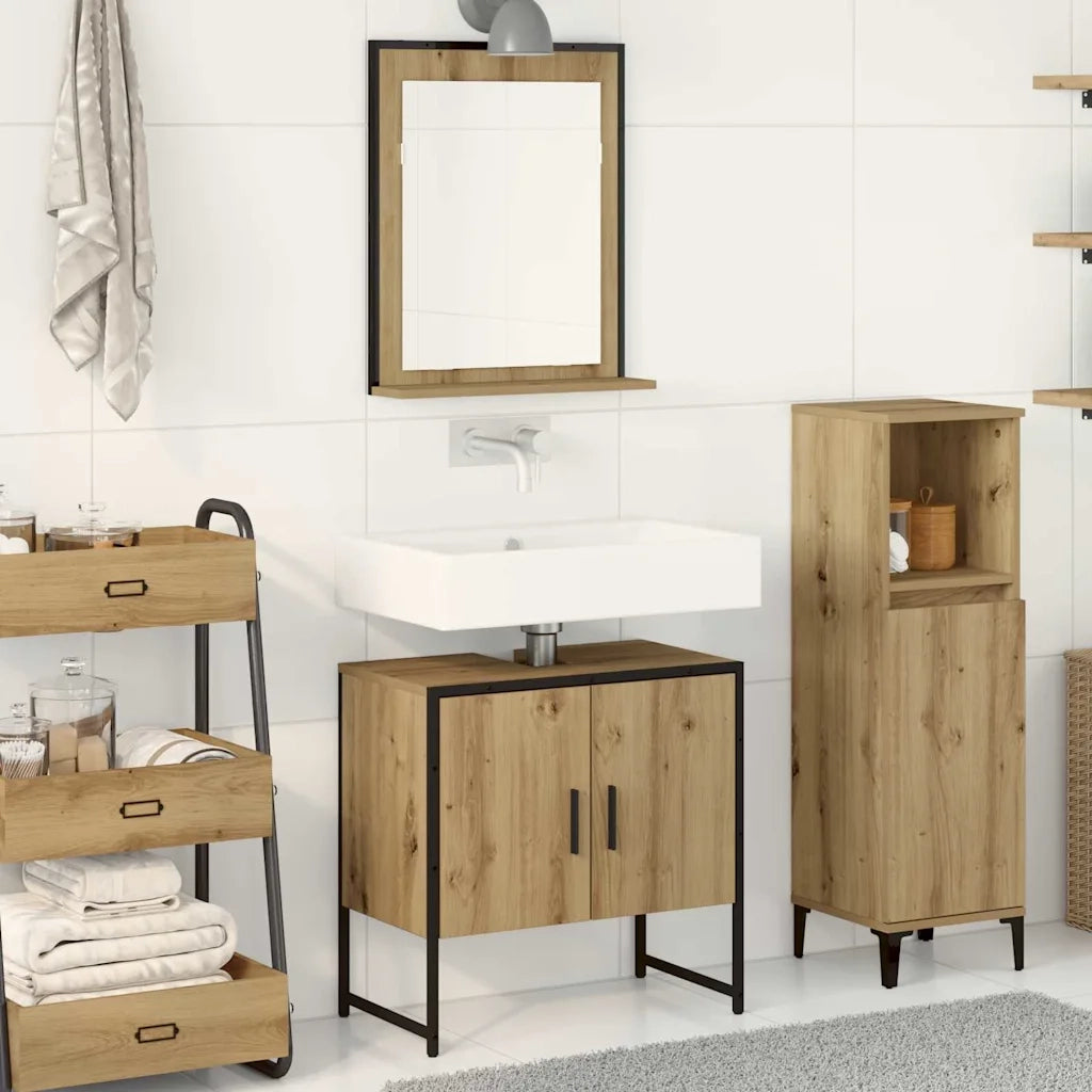 Set di mobili per il bagno 2 pcs Marrone Legno multistrato 3334328