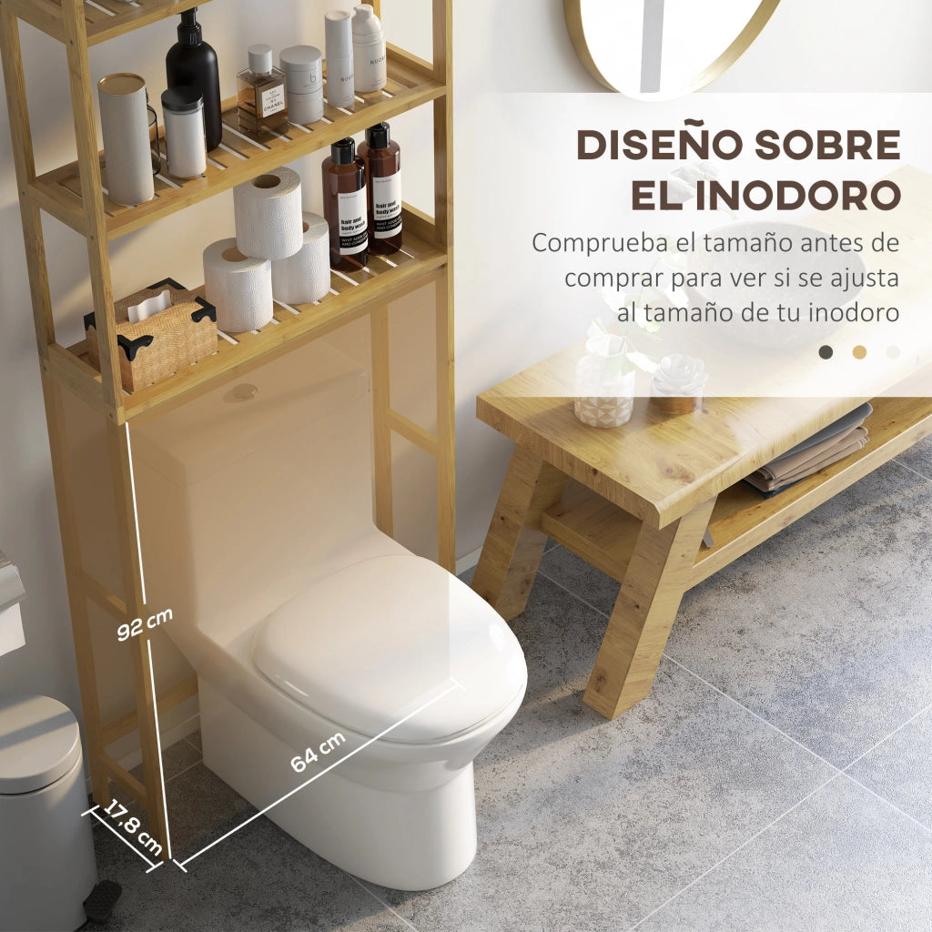 Mobile Sospeso Bagno 3 Ripiani con Antiscivolo ¨C Zephmum ¨C 68x20x165 Legno Naturale