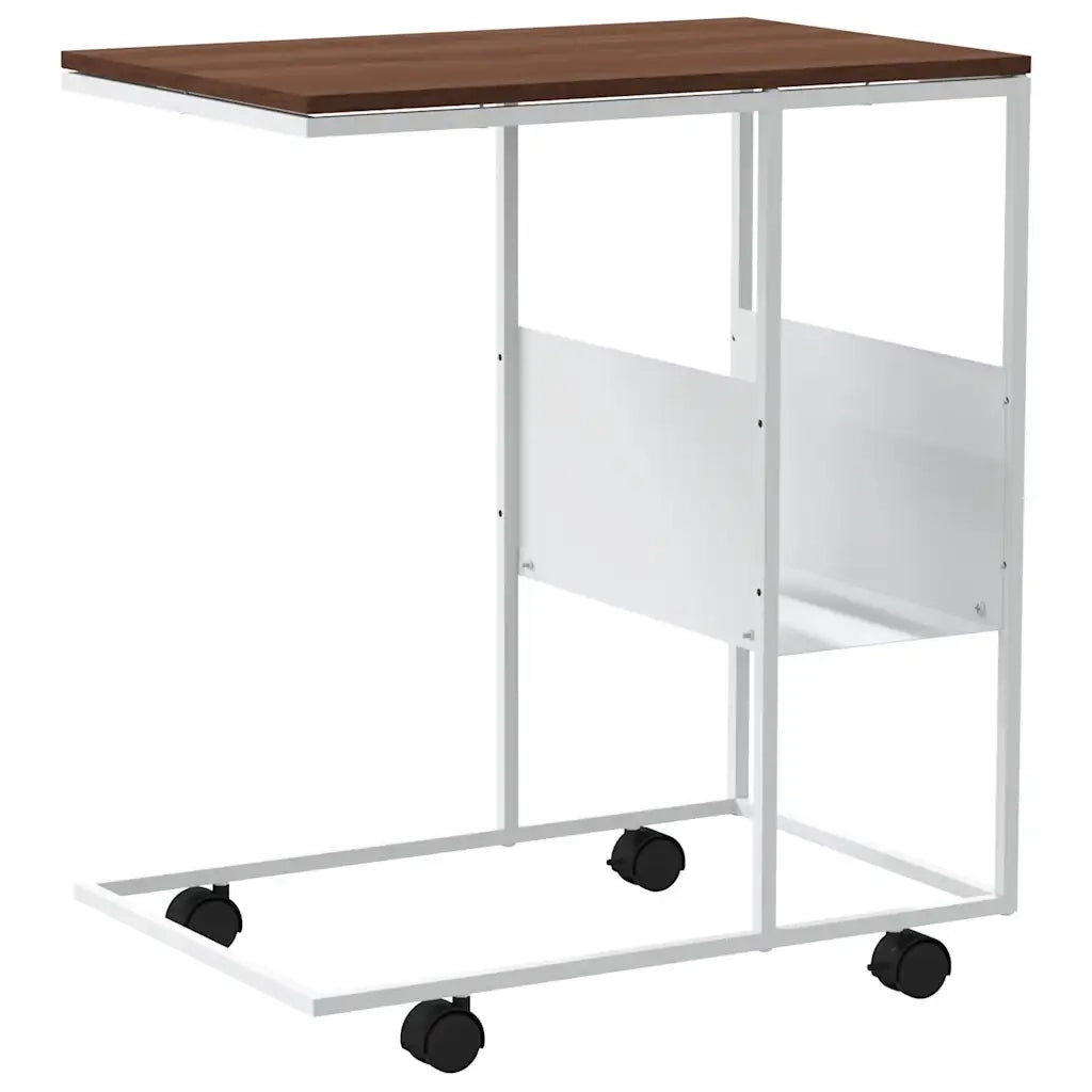 Tavolino con Ruote Bianco 55x36x63,5 cm in Legno Multistrato cod mxl 62069