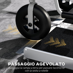 Rampa Pieghevole per Sedia a Rotelle 183x73.5 cm con Rivestimento Antiscivolo e Bordi di Sicurezza in Alluminio Nero