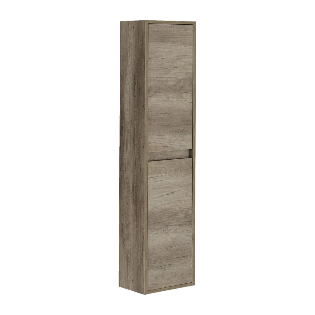 Colonna Bagno Aladin, Mobile a colonna per bagno a 2 ante, Armadio pensile sospeso, Mobiletto multiuso moderno, cm 30x26h140, Quercia