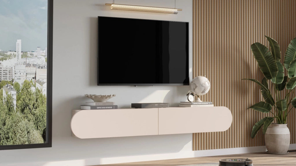 Porta TV in legno "LUM1" - 180 x 31 x 29 cm - Crema