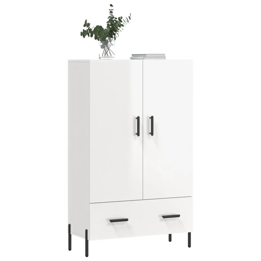 Credenza-Buffet-Armadio da cucina Bianco Lucido 69,5x31x115 cm in Legno Multistrato 558357