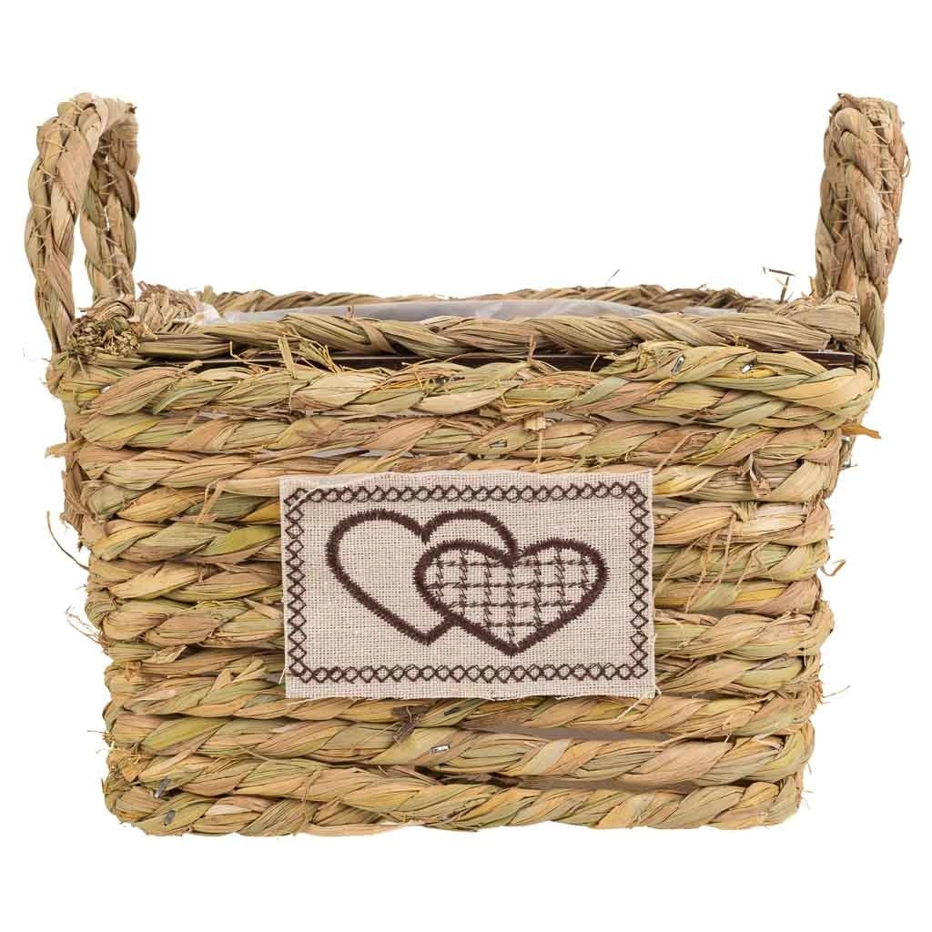 Cesto in corda intrecciata marrone 19x19x13h