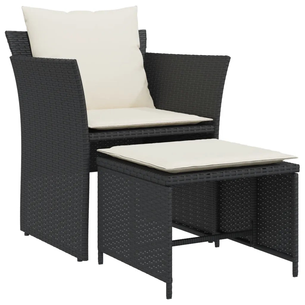 Poltrona da Giardino con Poggiapiedi in Polyrattan Nero CFW5742401
