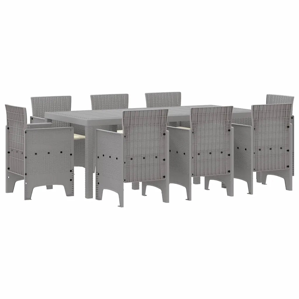 Set da Pranzo per Giardino 9 pcs Grigio chiaro Polipropilene