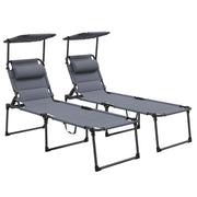 Lettini da sole pieghevoli con schienale regolabile ¨C zephmum ¨C 2 pezzi, grigio