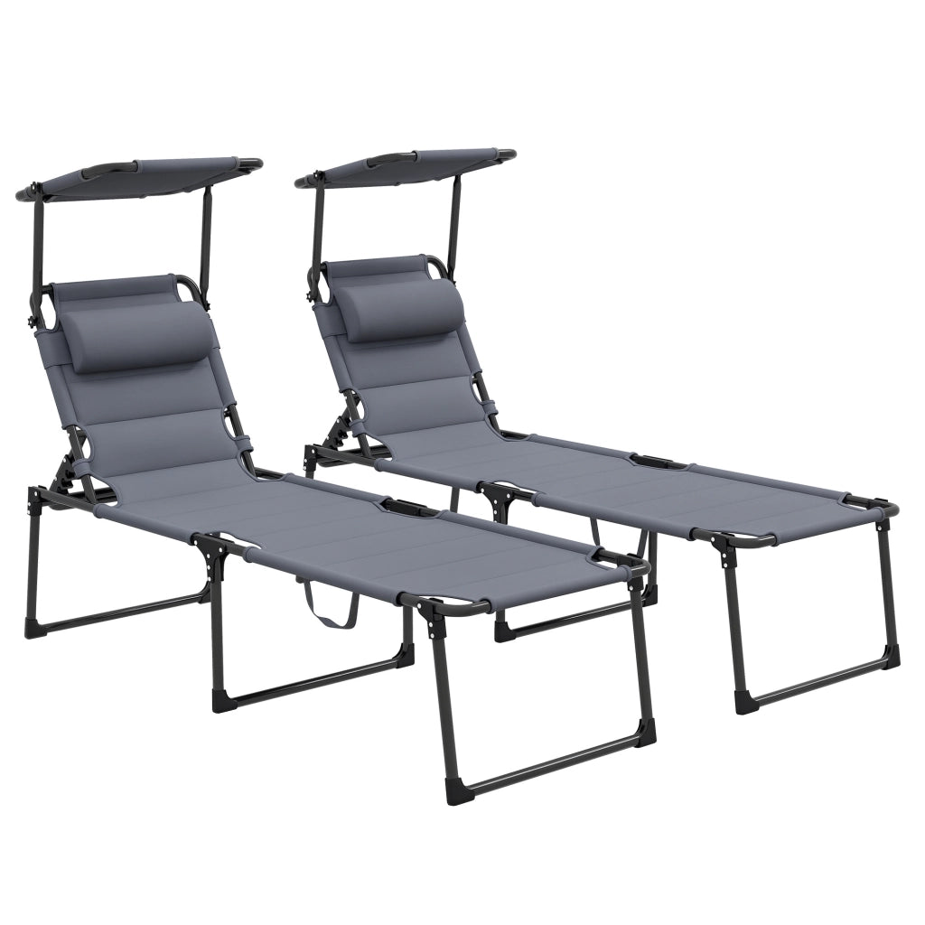 Lettini da sole pieghevoli con schienale regolabile ¨C zephmum ¨C 2 pezzi, grigio