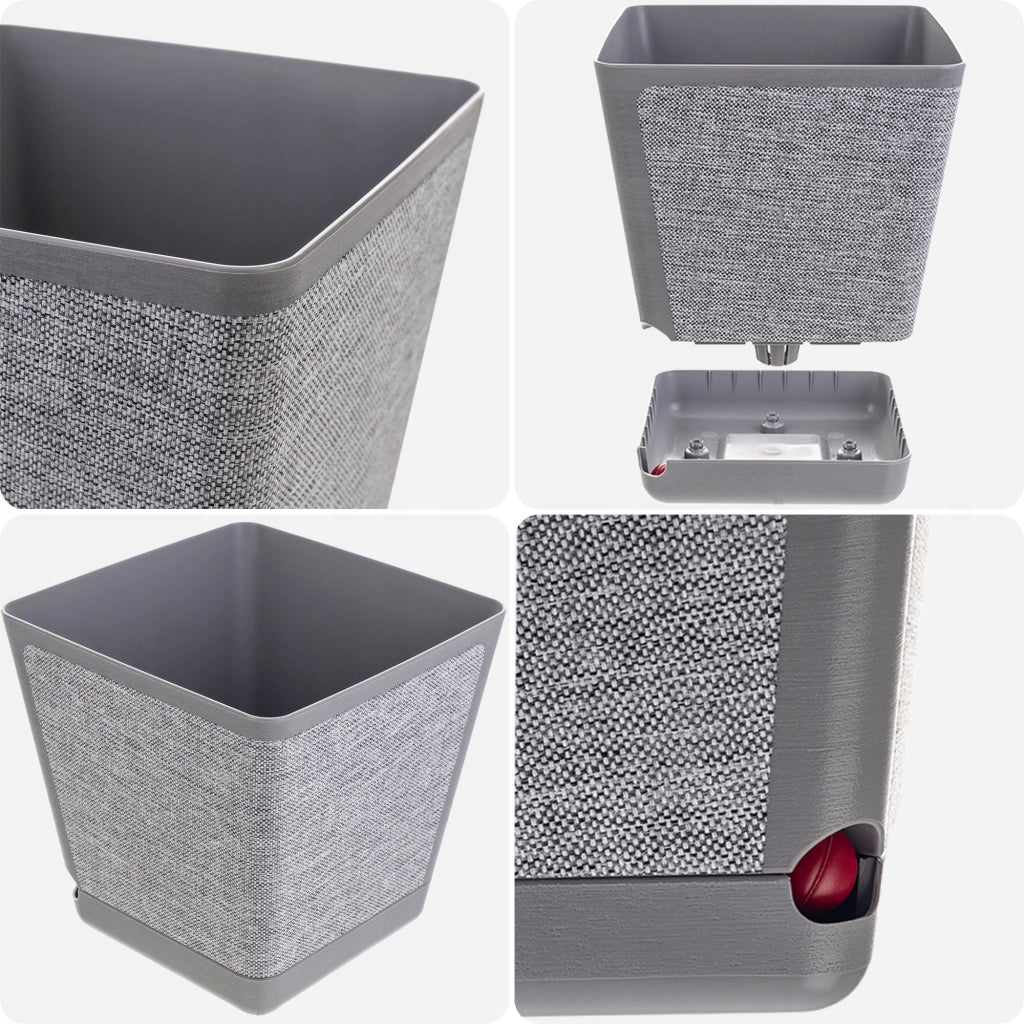 Coprivaso KADAX con supporto, quadrato, tessuto grigio fantasia, 24 cm