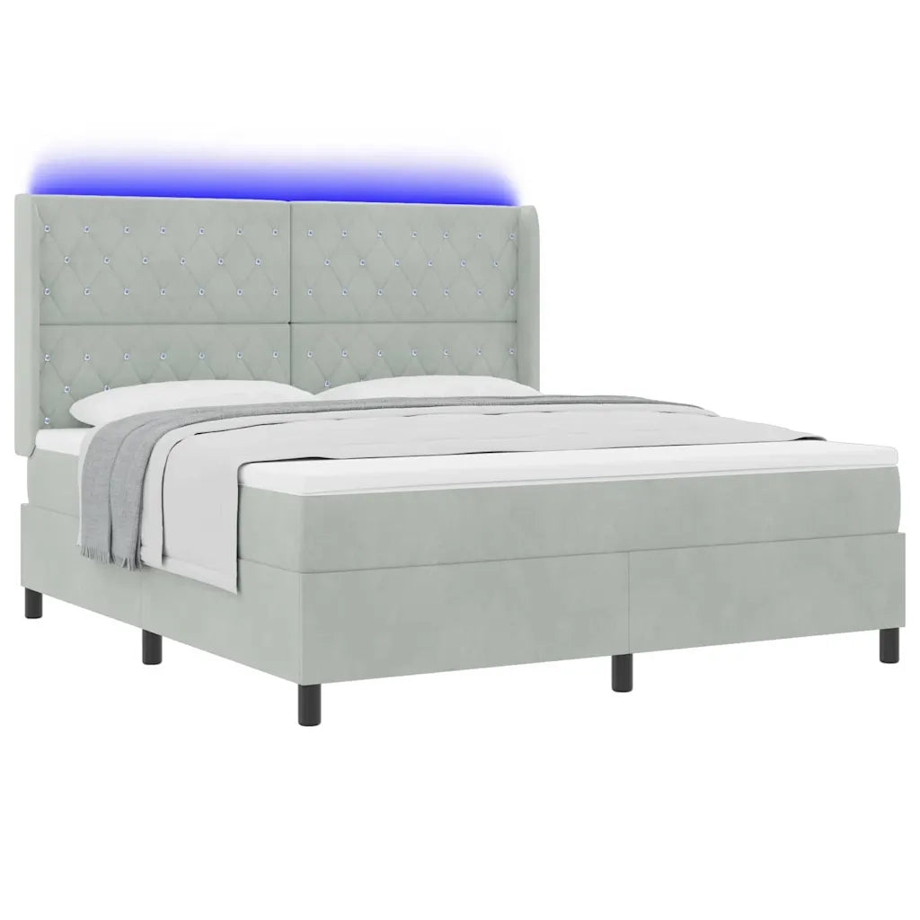 Letto con Box Springs LED e Materasso Argille Grigio chiaro 3343826