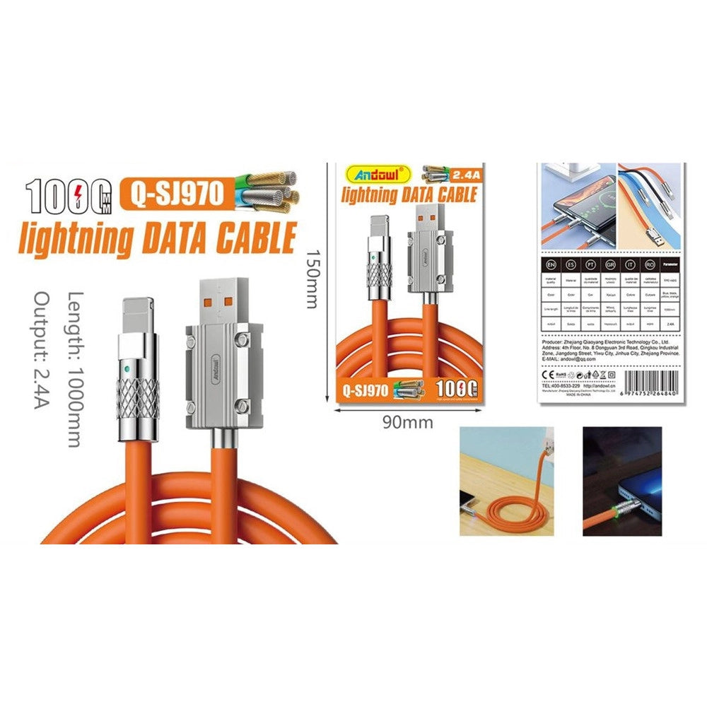 Trade Shop - Cavo Per Trasferimento Dati Ricarica Rapida Q-sj970 Connettore Da Usb A Lightning 2.4a 1mt -