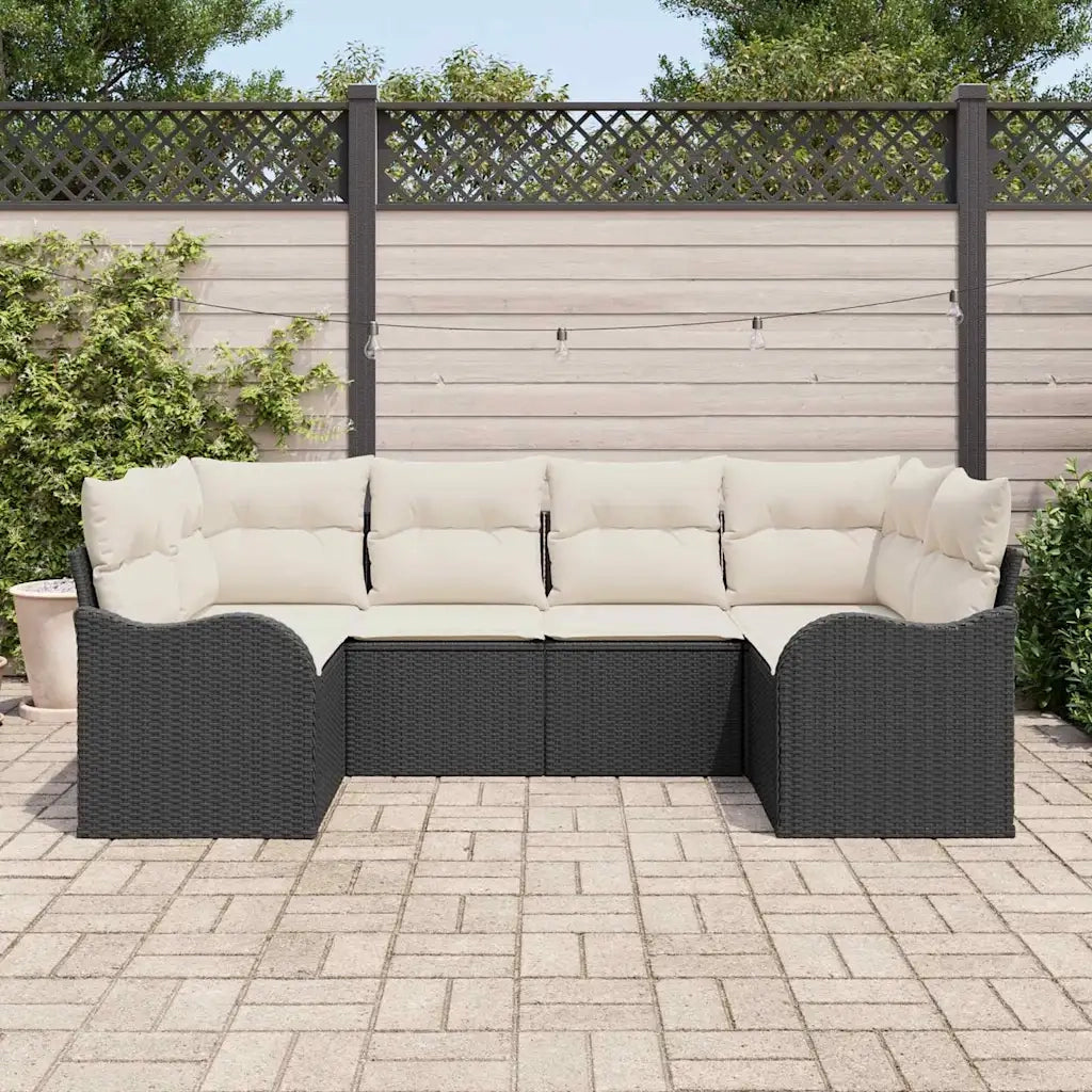 Set Divano da Giardino 6 pcs Nero e bianco Poly Rattan 3354506
