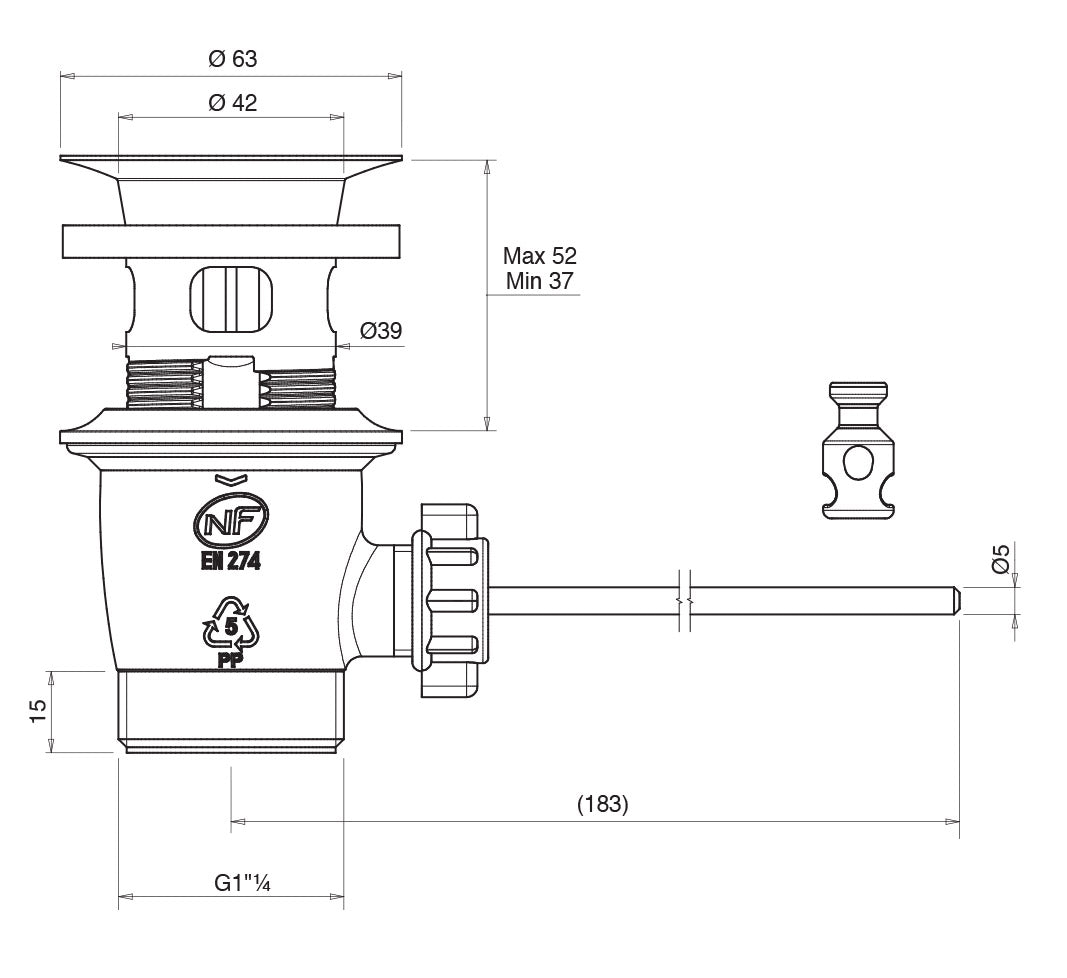 Piletta di Scarico a Salterello da 11/4 in Acciaio Inox Satinato Nilo