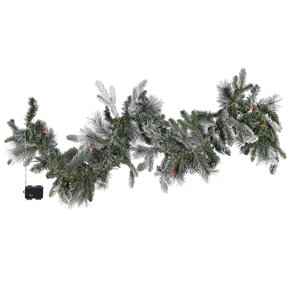 Festone natalizio artificiale innevato con Luci LED 180 cm Decorazione da Parete Bianco