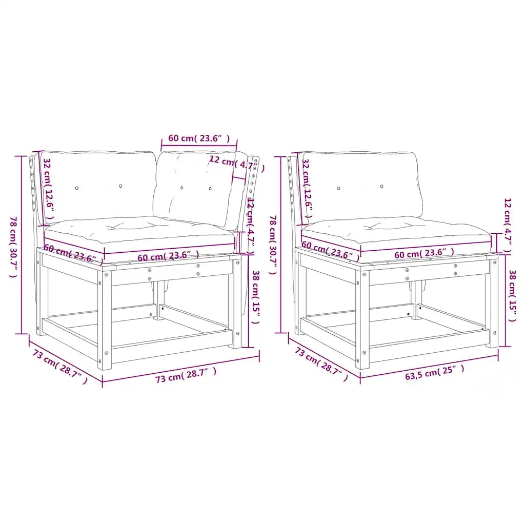 Set Divani Giardino 6pz con Cuscini Marrone Cera Massello Pino