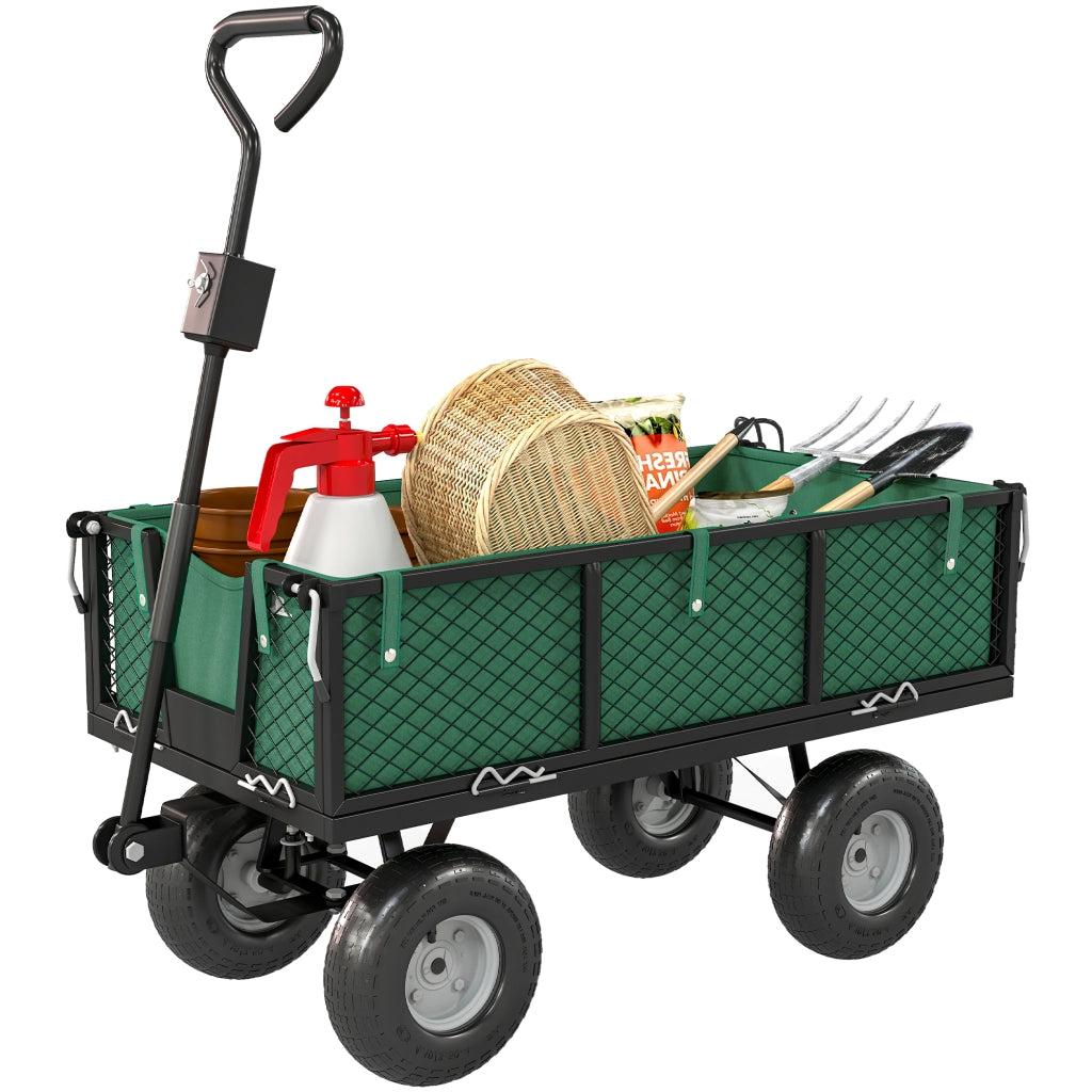 Carrello da Giardino in Acciaio con Sacca ¨C zephmum ¨C Verde 105x51x54 cm