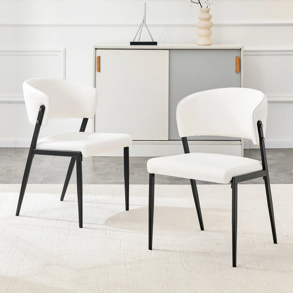 SEDIA da pranzo moderna Set da 2 in PU bianco con struttura in metallo