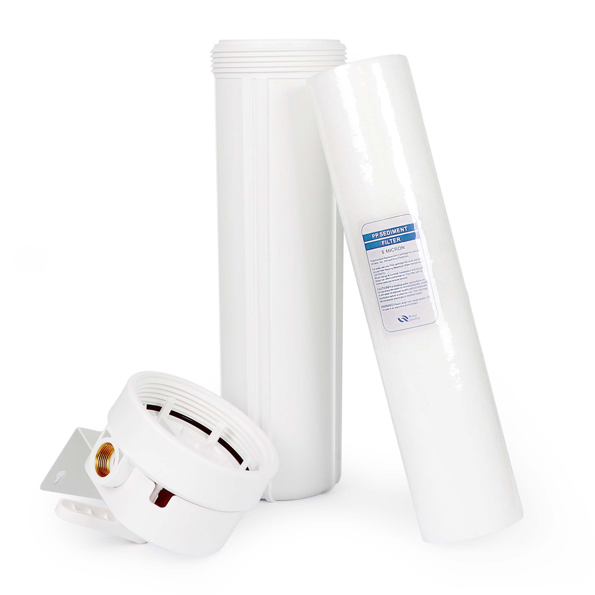 Naturewater Prefiltro, filtro a cartuccia da 20" in PP, per acqua potabile con funzione di controlavaggio, pressione di esercizio 1,5-5 bar, filtraggio acqua domestica