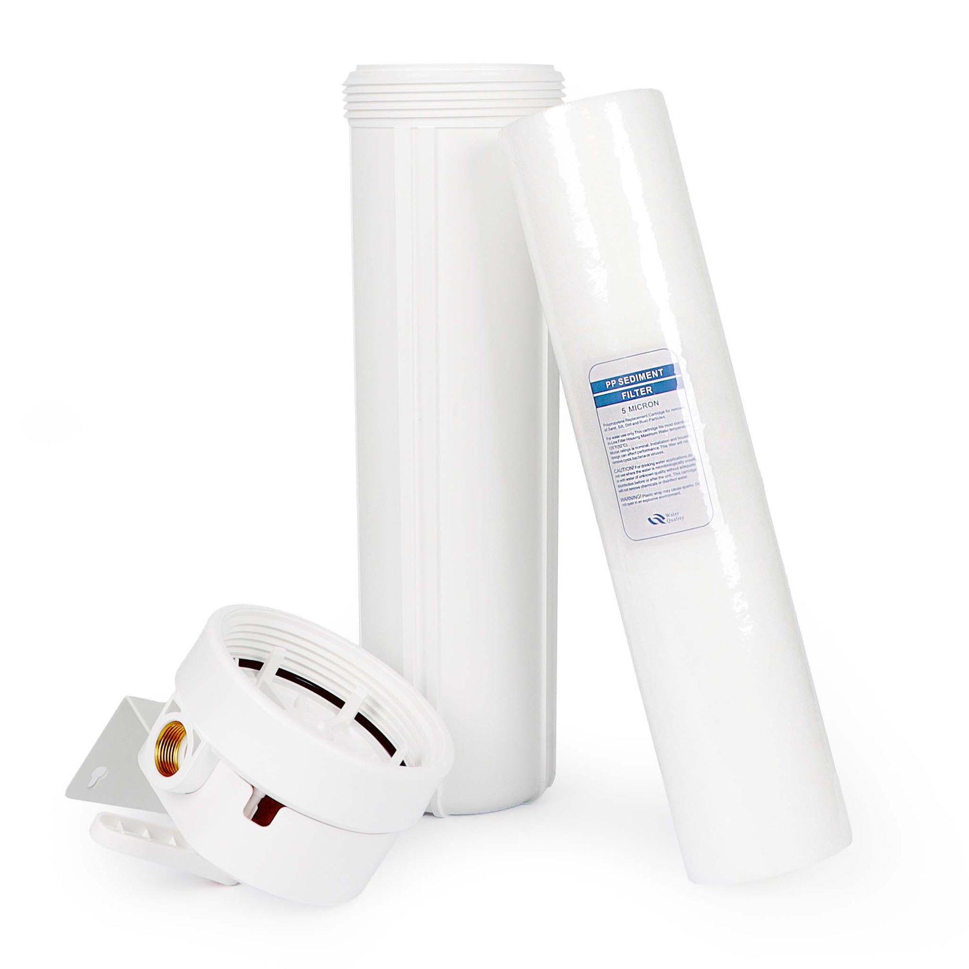 Naturewater Prefiltro, filtro a cartuccia da 20" in PP, per acqua potabile con funzione di controlavaggio, pressione di esercizio 1,5-5 bar, filtraggio acqua domestica