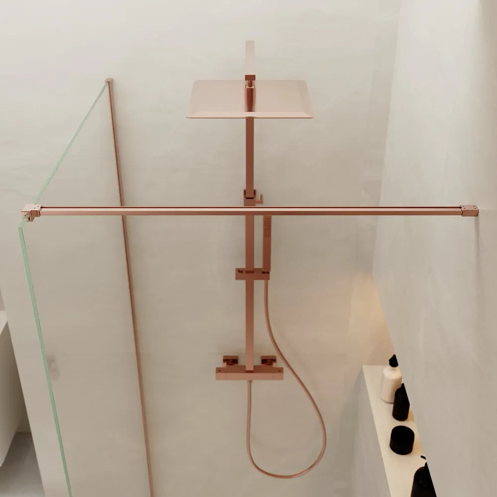 Doccia walk-in 80 cm vetro 8mm anticalcare h200 profilo rame spazzolato | Keros