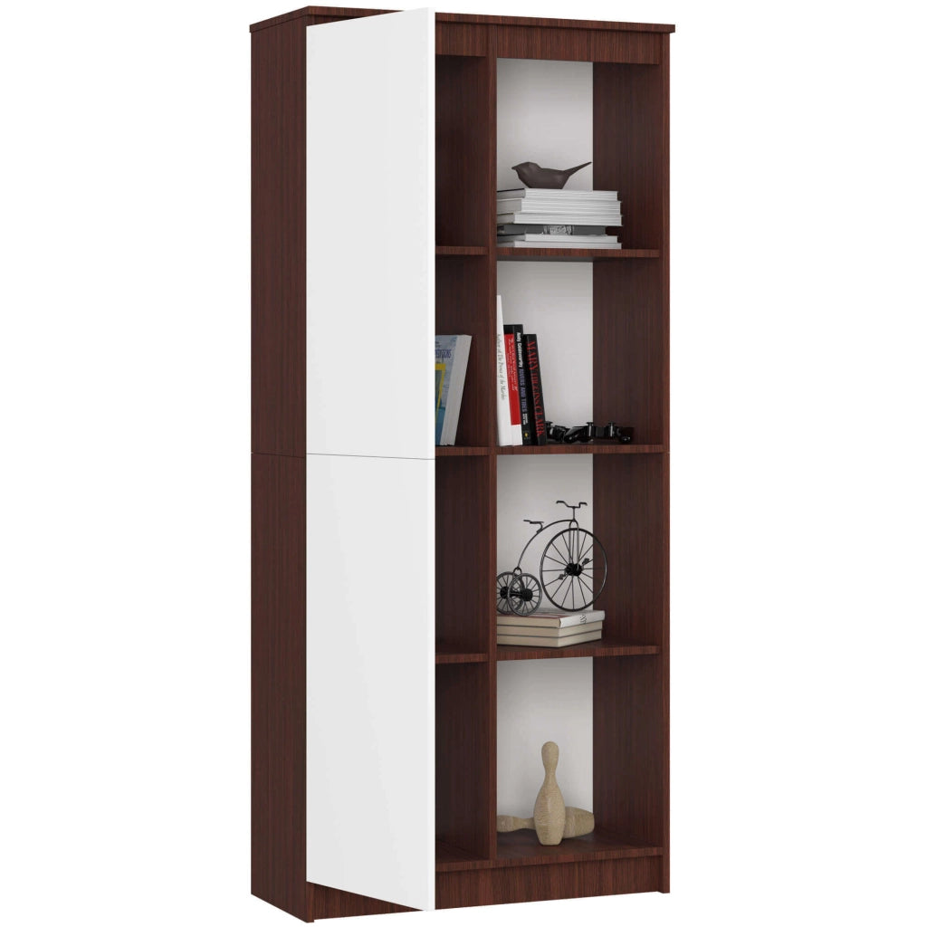 Armadio da ufficio AKORD R80 Wengé 80 cm 1 anta inserto frontale Bianco 80x35x180 cm