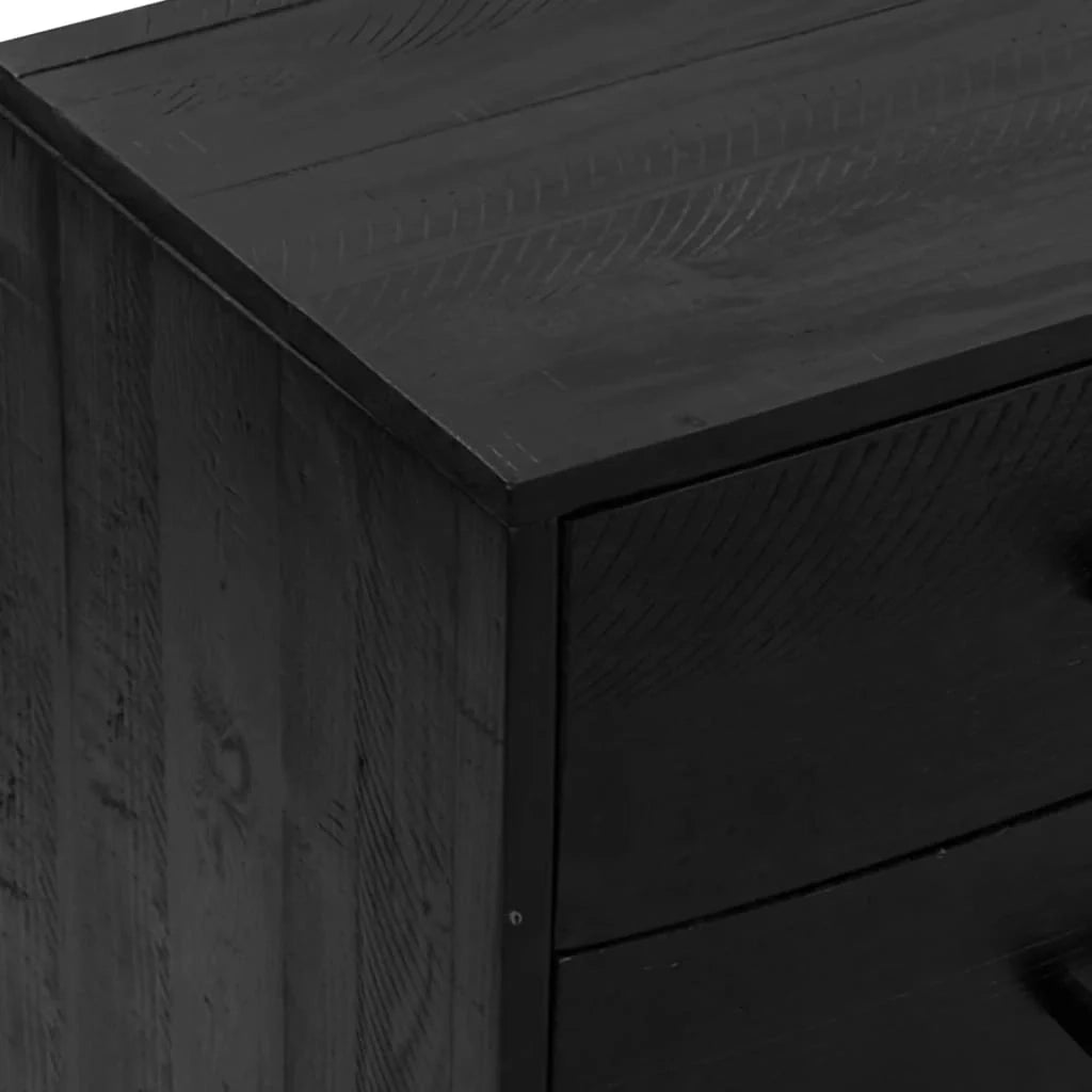 Buffet credenza cassettiera armadio mobile contenitore organizer per cucina soggiorno salotto 110 x 35 x 70 cm legno massello di pino nero 02_0035842