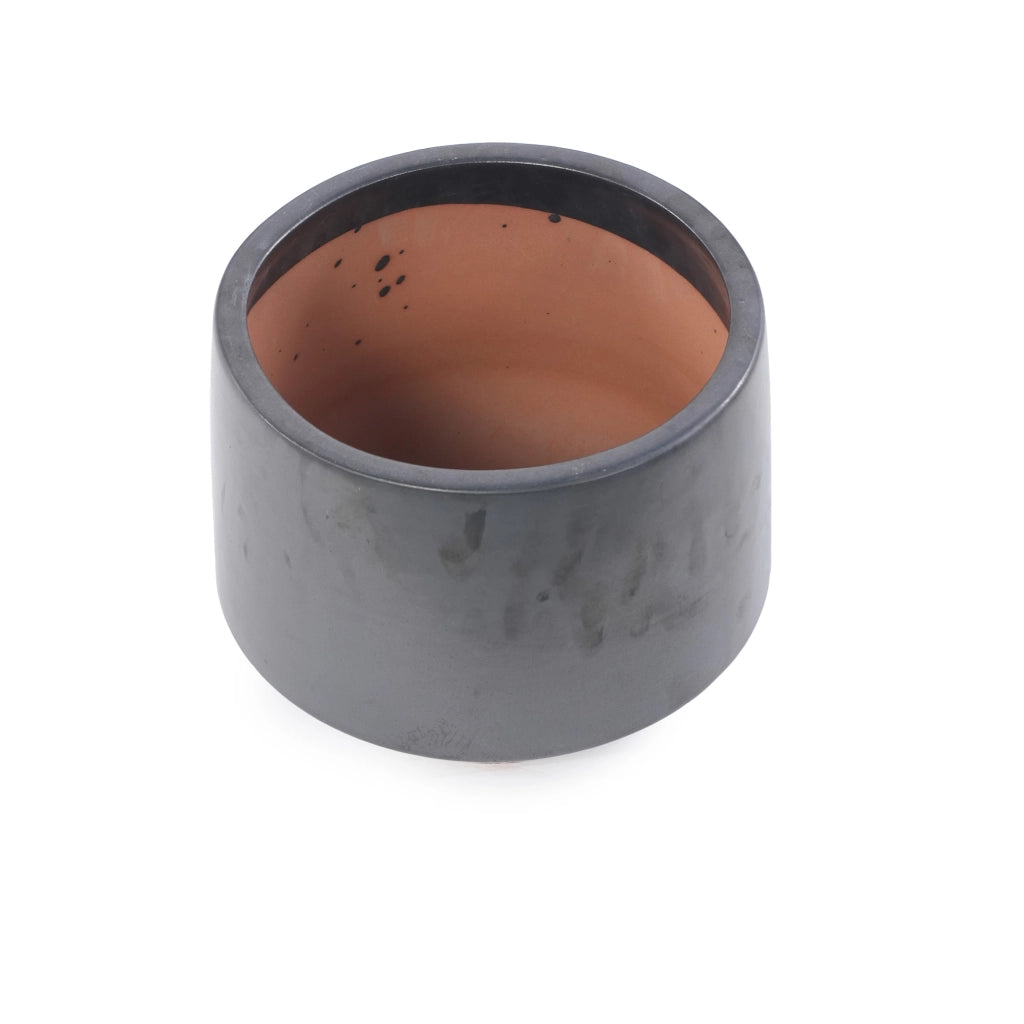 SET DI VASI 3 PEZZI Ø 38/28/22 cm in ceramica nero opaco