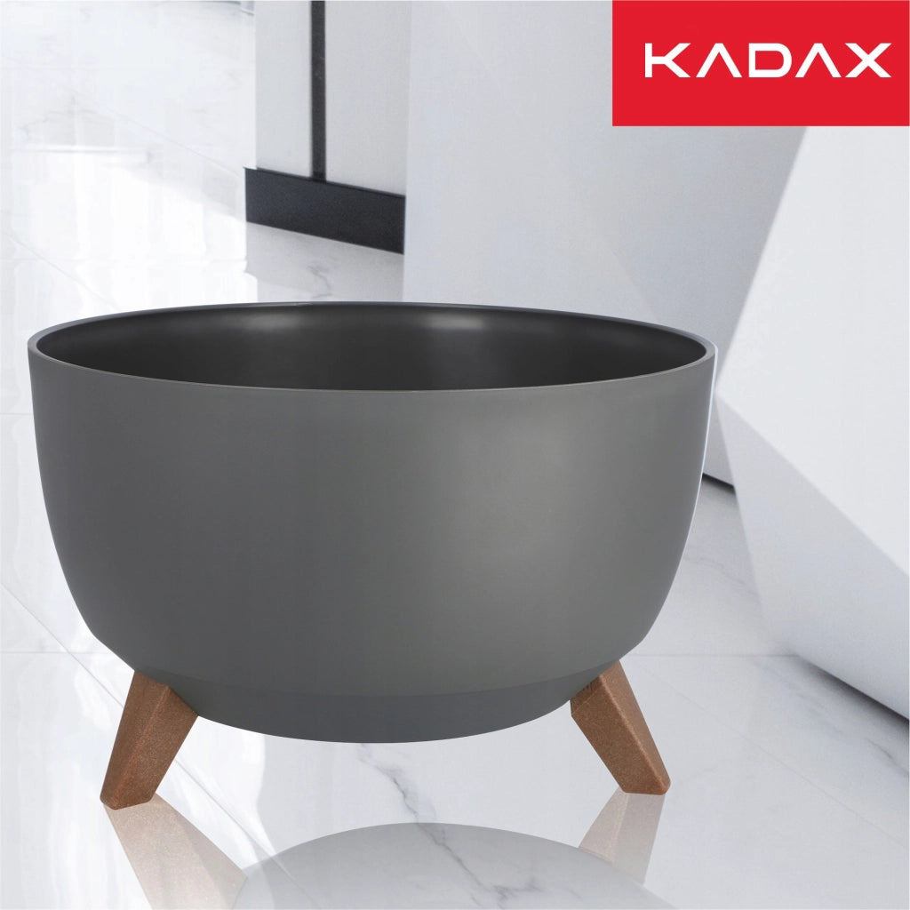 Vaso da fiori KADAX, fioriera, coperchio, gambe, inserto, supporto per fiori, 40 cm, antracite, ciotola, 2 pezzi.