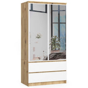 Armadio AKORD S90 Quercia Artisan 90 cm 2 ante 2 cassetti inserto frontale Bianco 90x51x180 cm