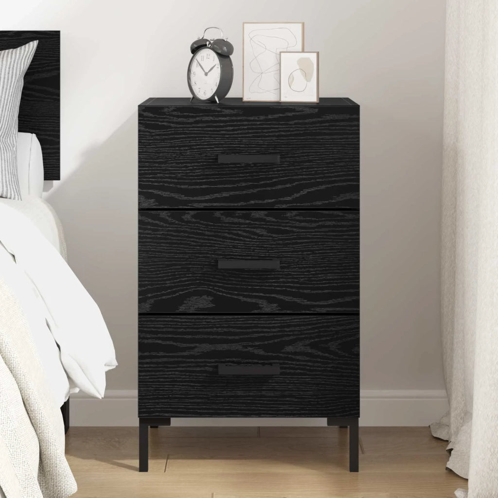 Comodino | Armadio da Notte | Mobiletto da notte Rovere Nero 40 x 40 x 66 cm Legno multistrato