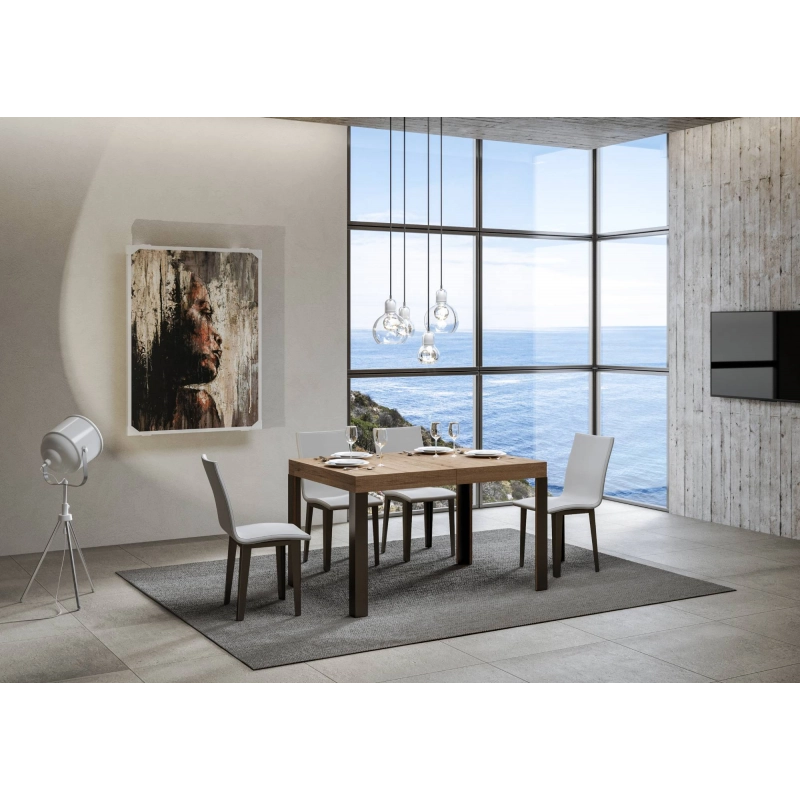 Tavolo allungabile 90x130/234 cm Linea telaio Antracite - Quercia Natura