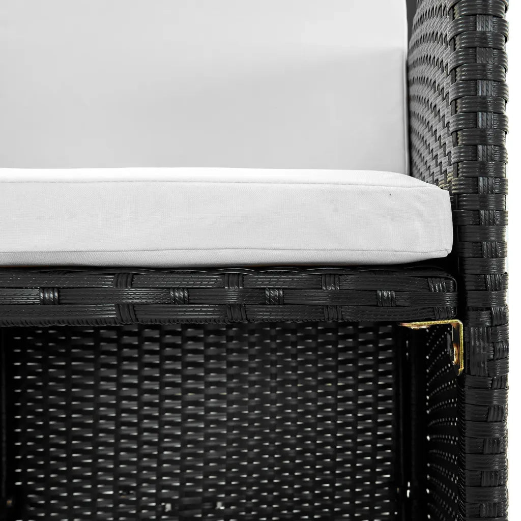 Set da Pranzo da Giardino 11 pz con Cuscini in Polyrattan Nero  cod mxl 42654