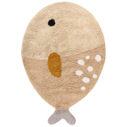 Tappeto per bambini beige in cotone tuftato a forma di pesce 80 x 120 cm